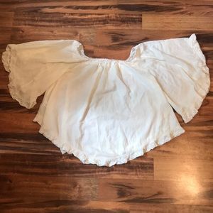 Free The Roses Boho Bell Sleeve Ivory Blouse Sz.S